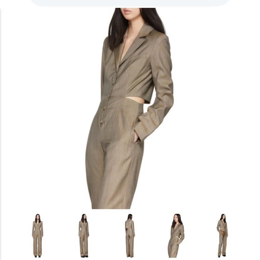 Chic Beige Pinstripes Jumpsuit
